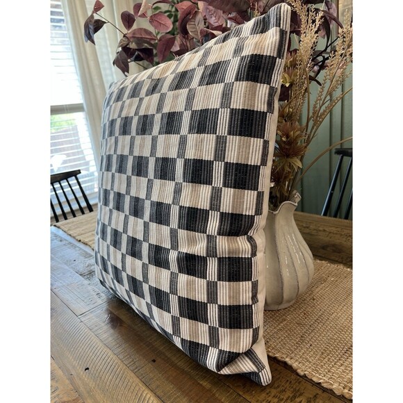 Oversized Woven Linework Square Throw Pillow Black/Neutral - Threshold: Cotton - Picture 3 of 4